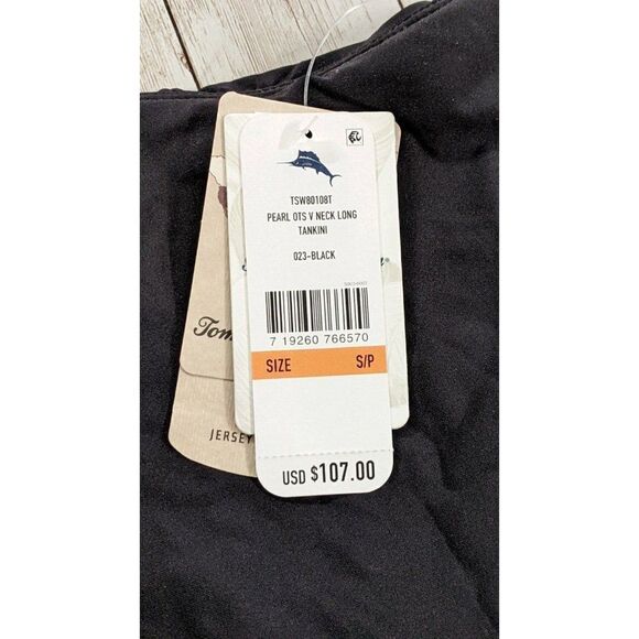 Tommy Bahama Womens Size Small Black Pearl Over The Shoulder V Neck Tankini Top - Picture 8 of 13